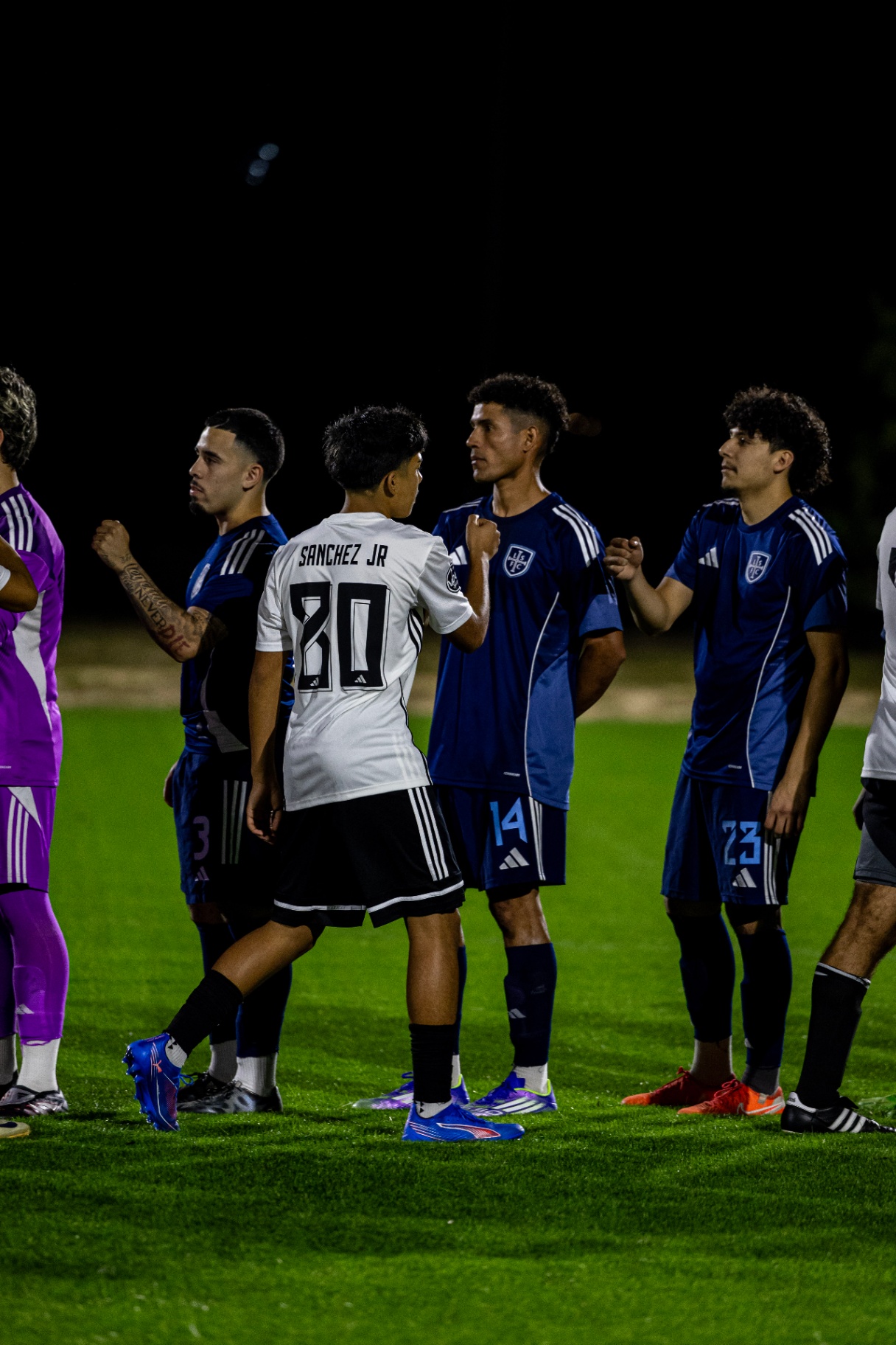 Greeting the opposing lineup