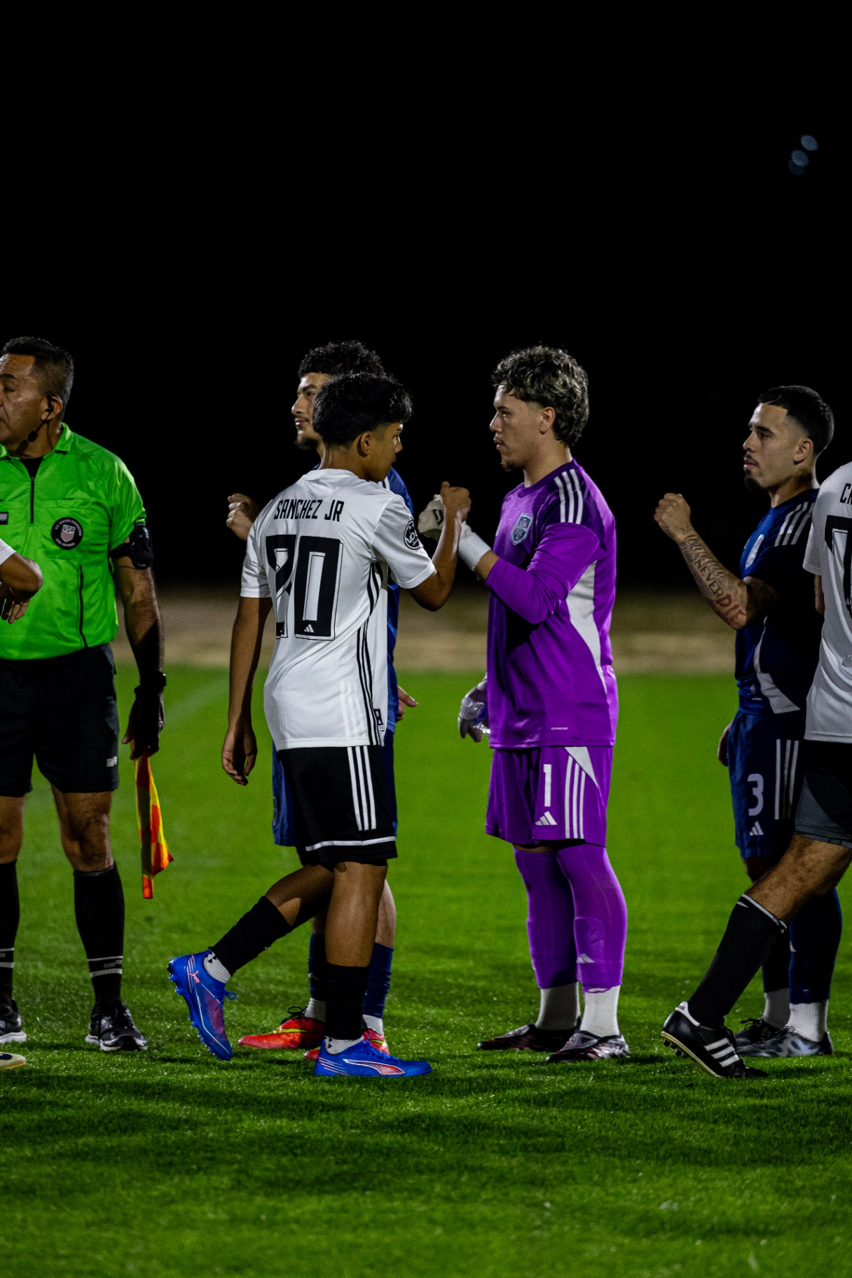 Greeting the opposing goalkeeper
